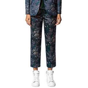 Zadig & Voltaire Women Posh Mixed Print Jacquard Pants Navy Size 36